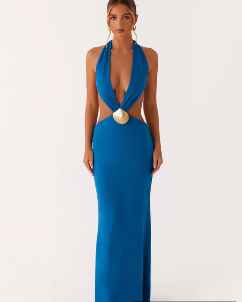 Peppermayo Blue Halter Maxi Dress - Image 2