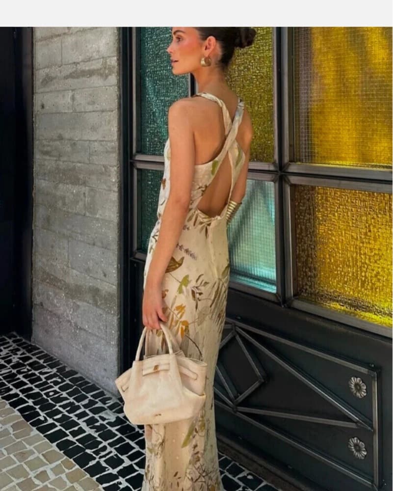 Zara Floral Beige Dress - Image 2
