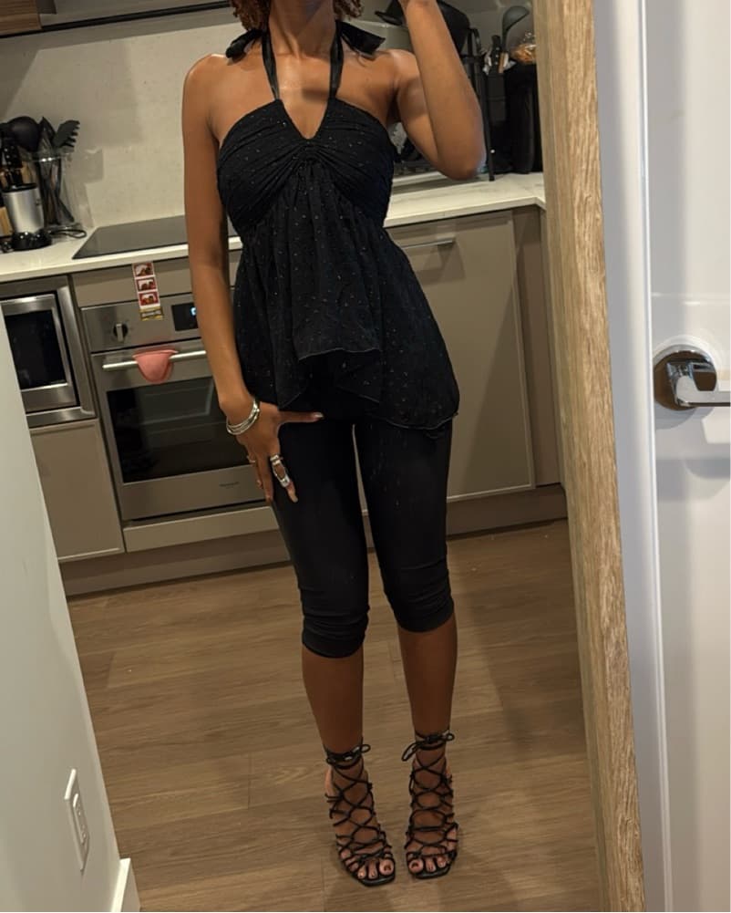 Sparkly Black Halter Top  - Image 4