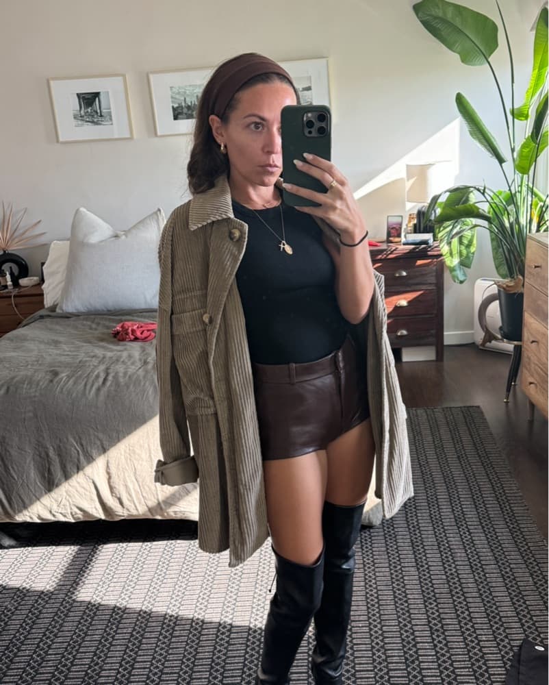 Brown Leather Micro Shorts - Image 6