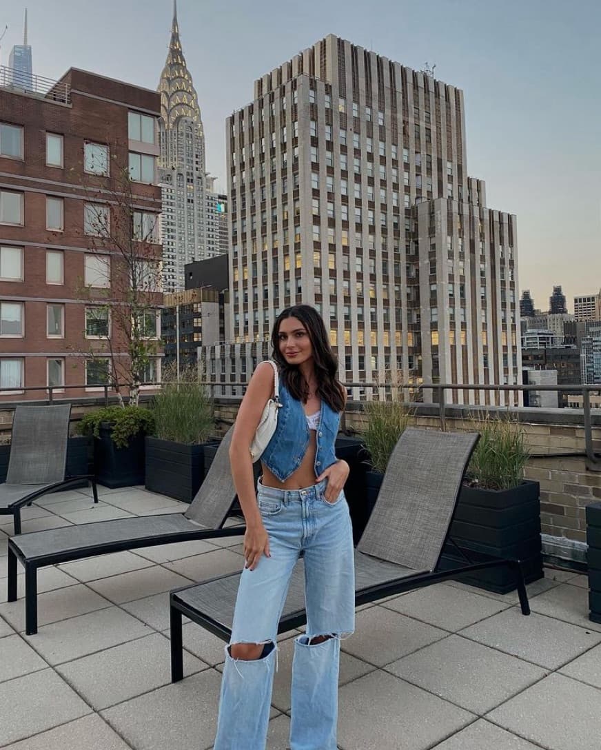 Zara Cropped Denim Vest - Image 2
