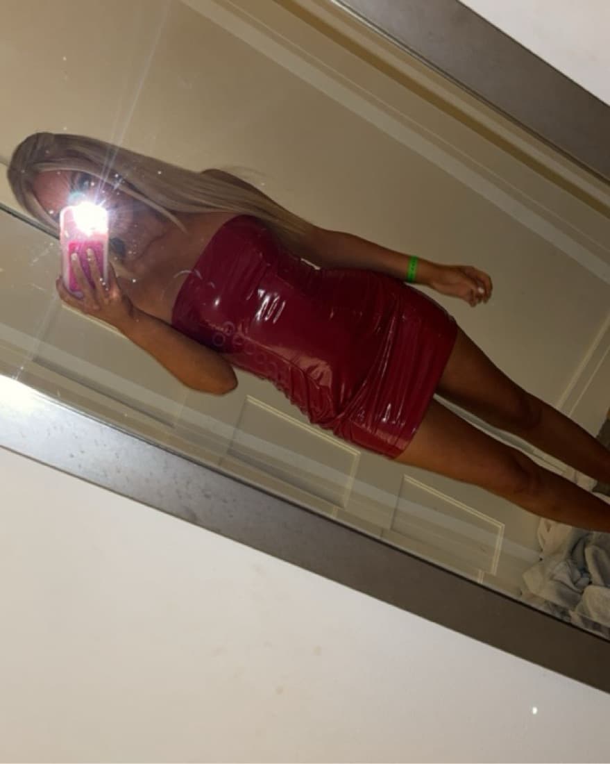 Red Mini Vinyl Dress  - Image 1
