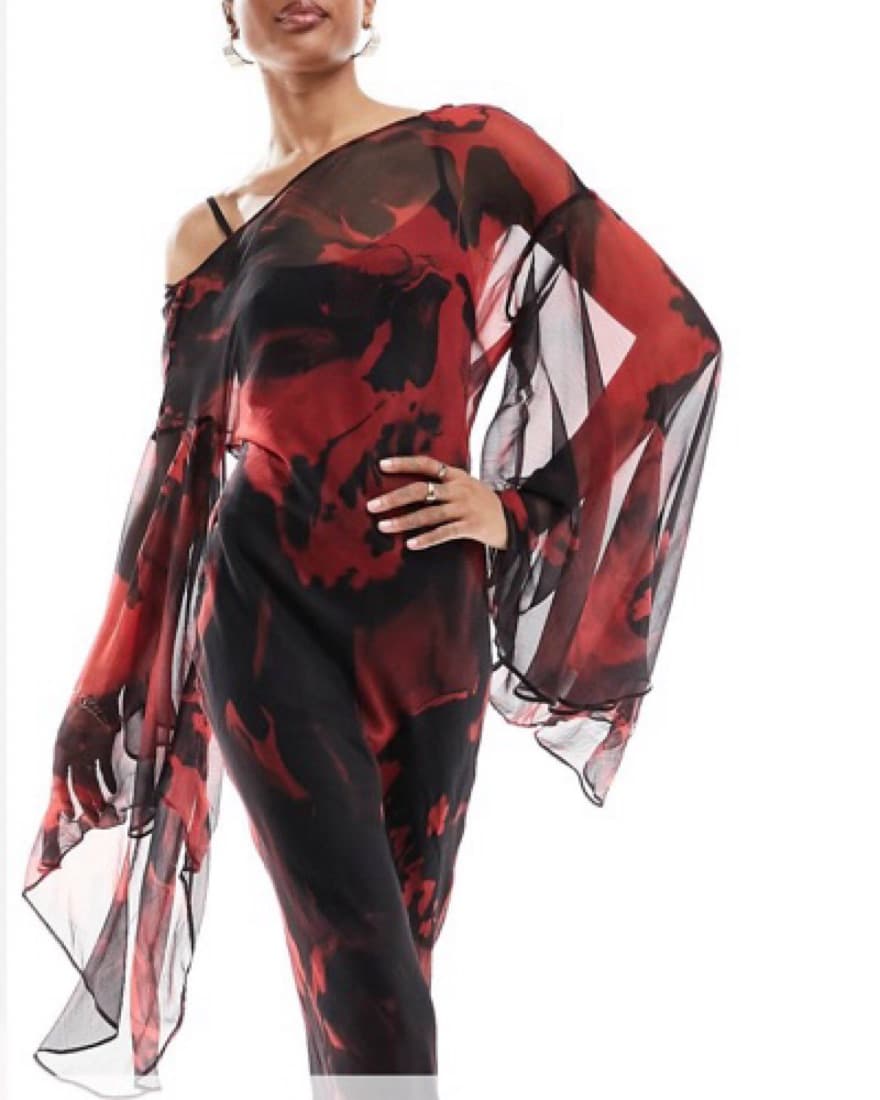 Drape sleeve maxi dress w/ open back  - Image 4