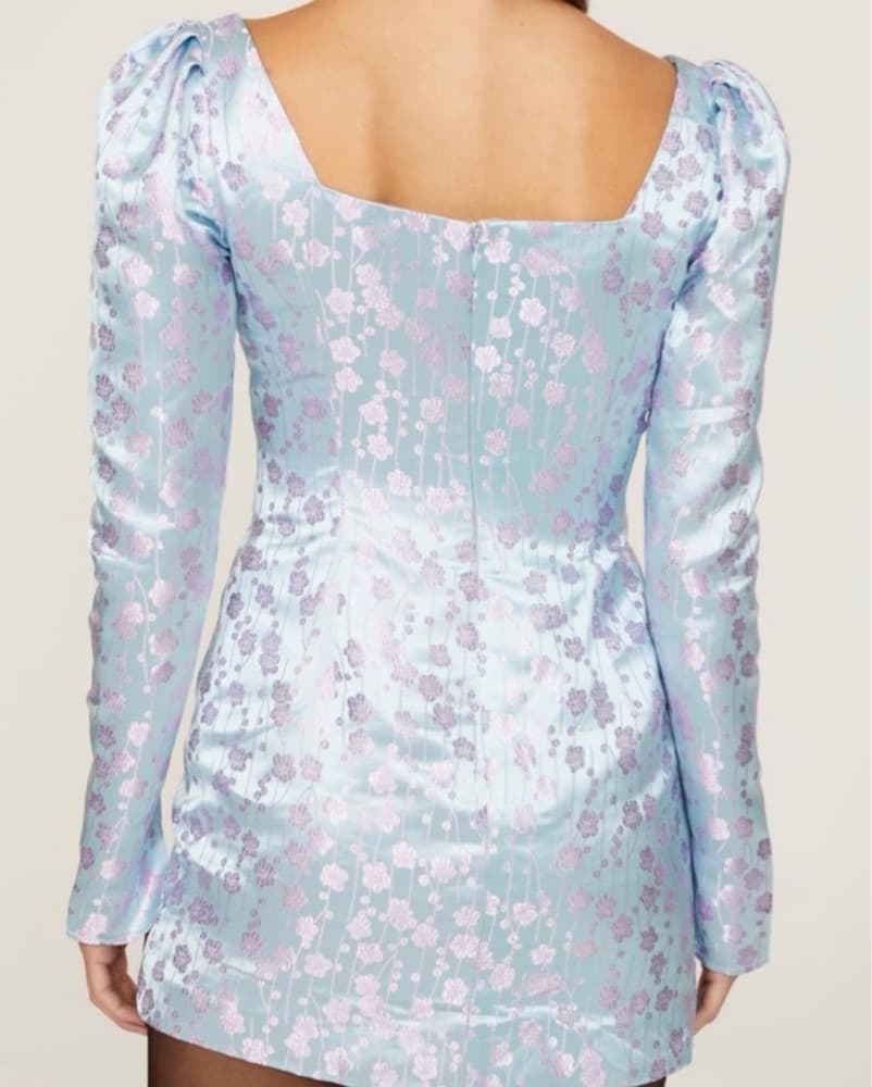 Sau Lee Sky Blue Satin Mini Dress XS - Image 2