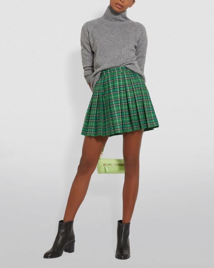 Maje Pleated Plaid Skirt \ Shorts - Image 4