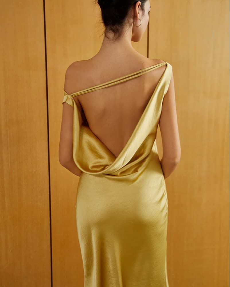 Yellow Backless Sleeveless Dress - Image 1