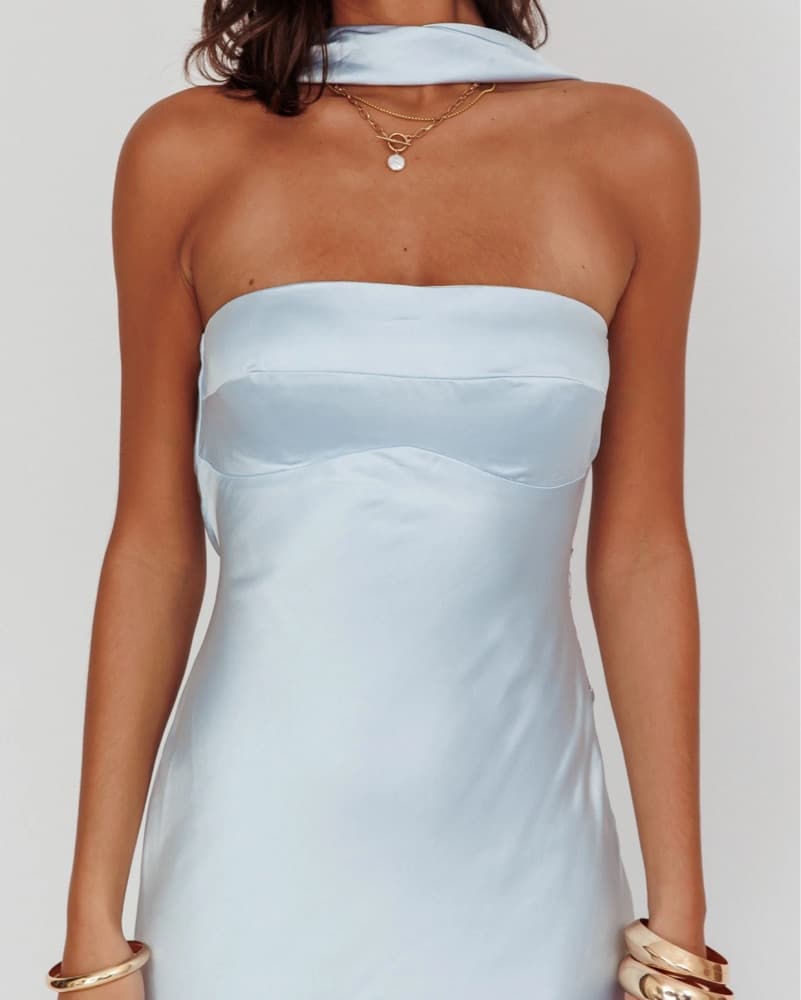 Reverse Halter Maxi Dress Baby Blue - Image 3