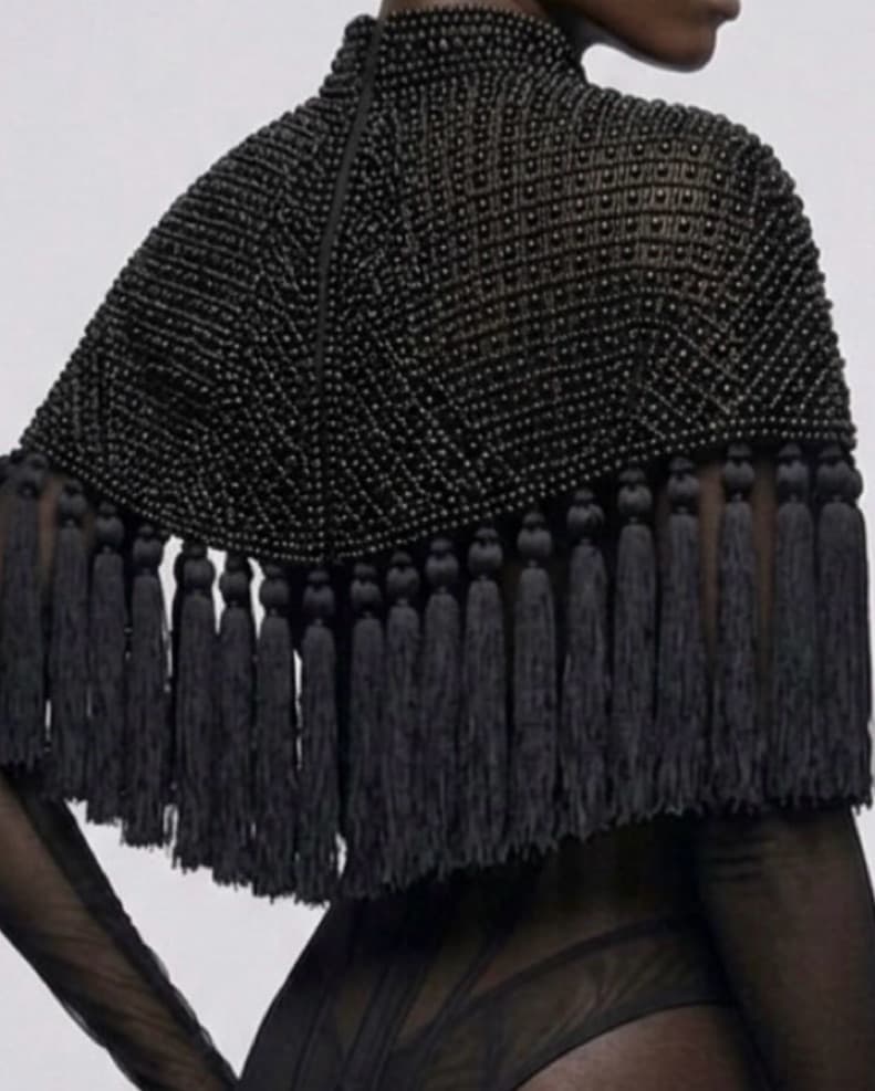 L’Jai Amor Black Tassel Cape - Image 2
