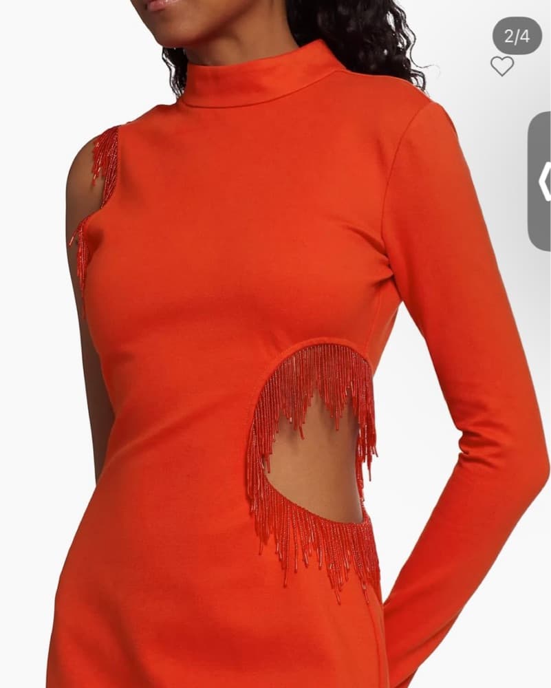 Red Staud Cut Out Mini Dress - Image 2