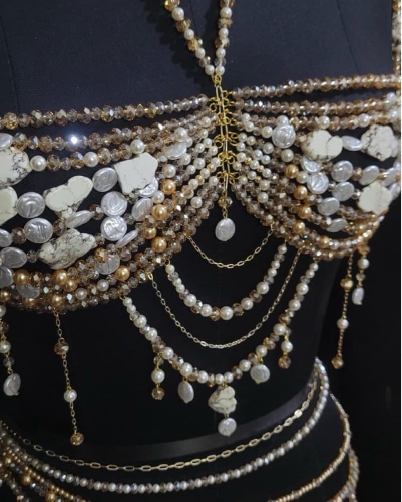 Gemstone Beaded Bralette Chain & Belt - Image 2