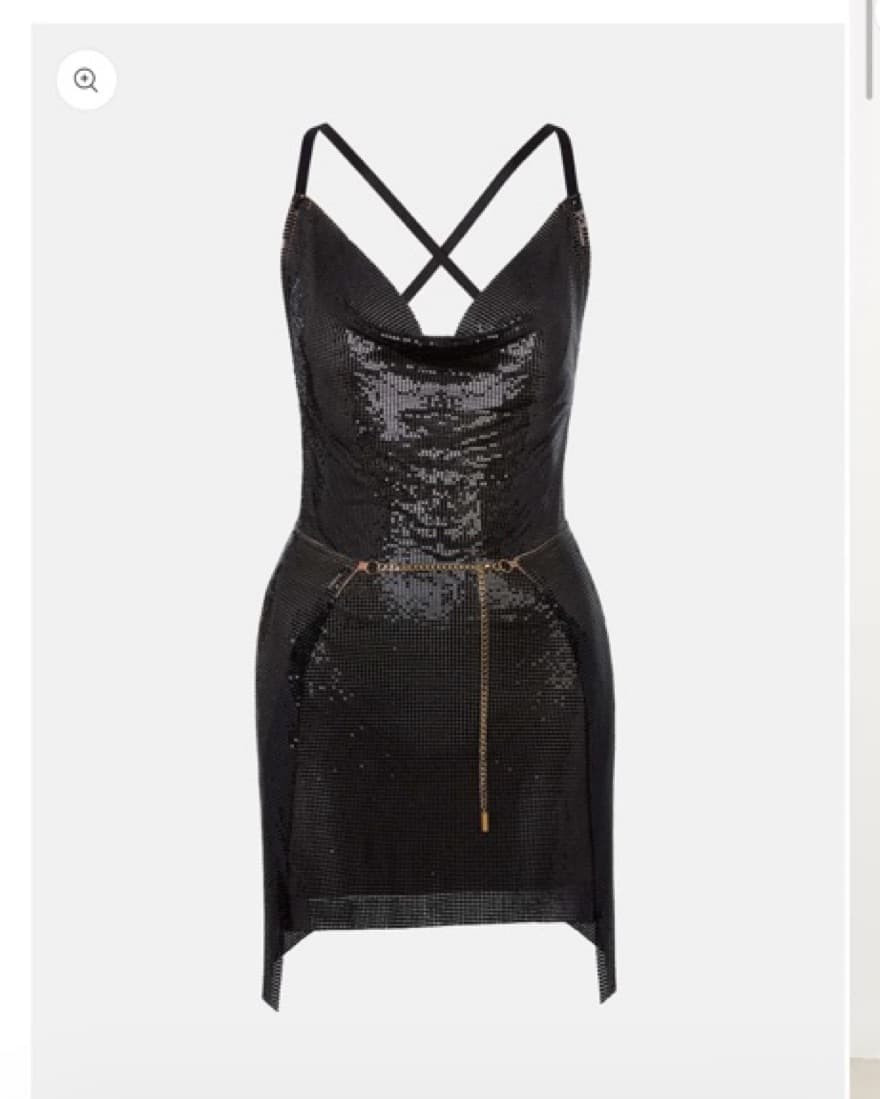 Black Metallic Poster Girl Dress - Image 3
