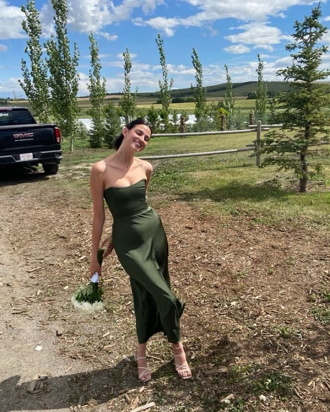 Captivating Olive Green Maxi Dress - Image 4