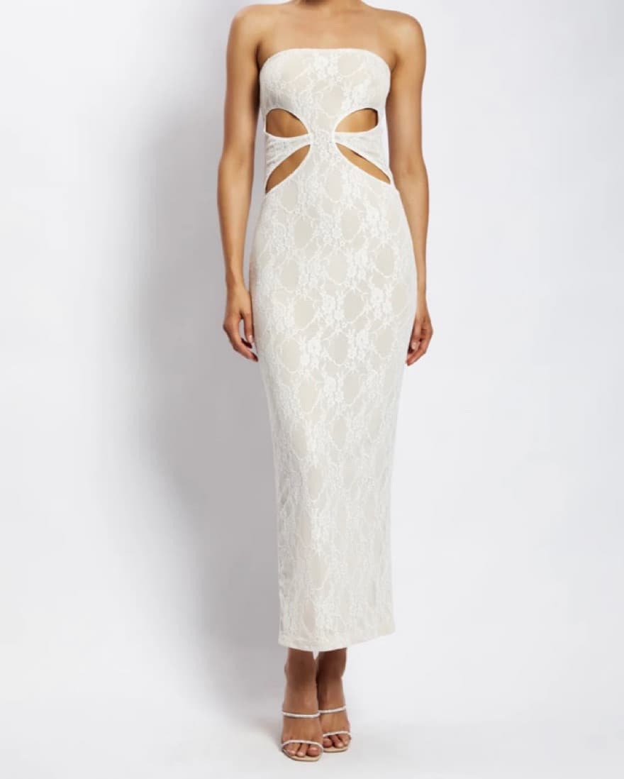 Meshki Cut Out Bandeau Maxi Dress - Nude - Image 1