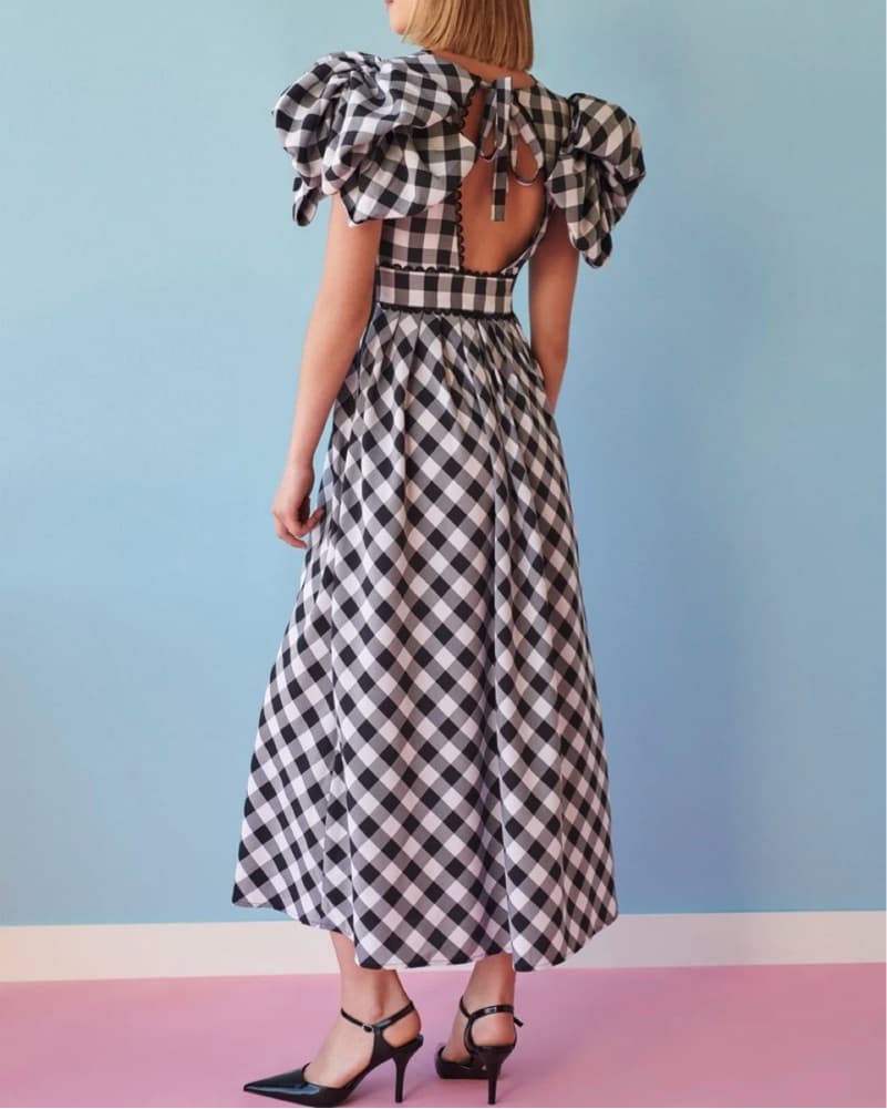 Celia B Black Gingham Maxi Dress - Image 3
