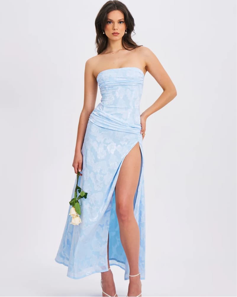 Xatia Baby Blue Jacquard Dress - Image 2