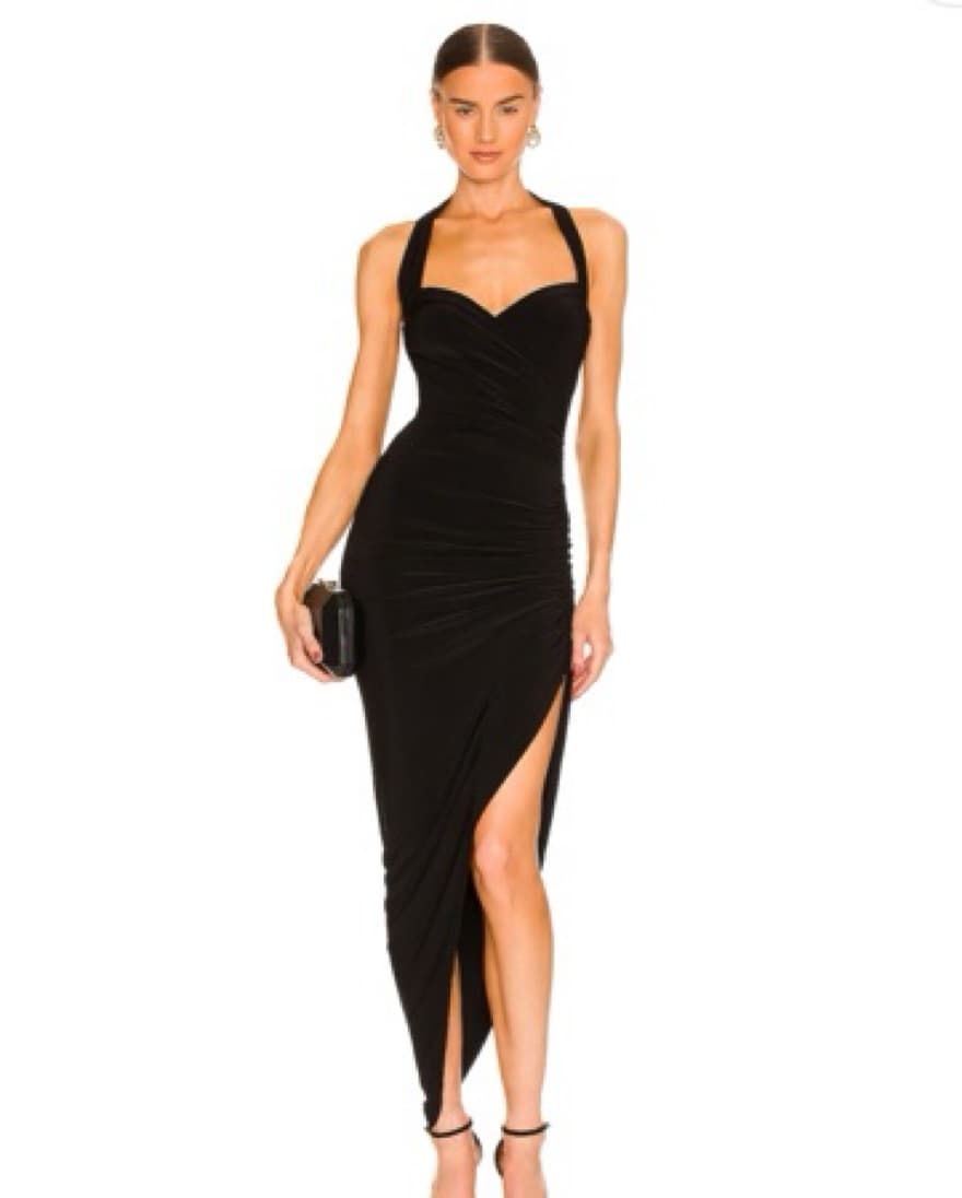 Cayla Side Drape Gown in Black - Image 1