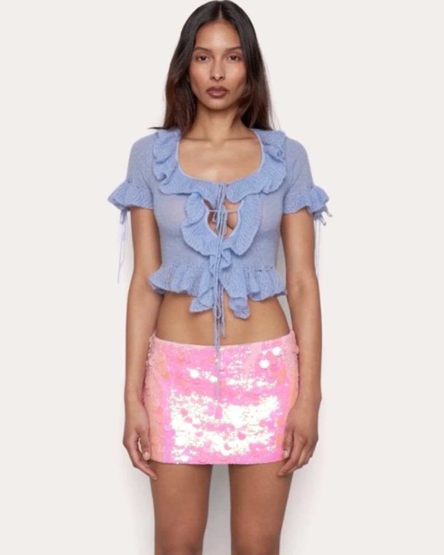 Danielle Guizio Low Rise Paillette Skirt - Image 1