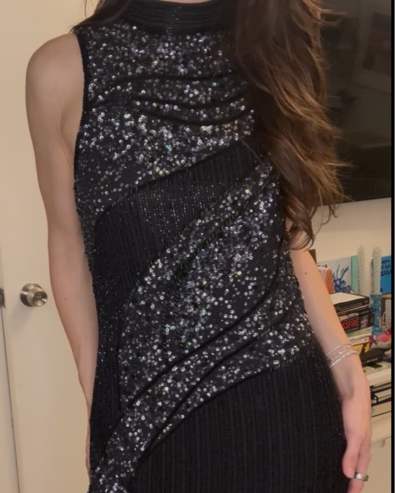 Black Sequin Sleeveless Cocktail Dress  - Image 3