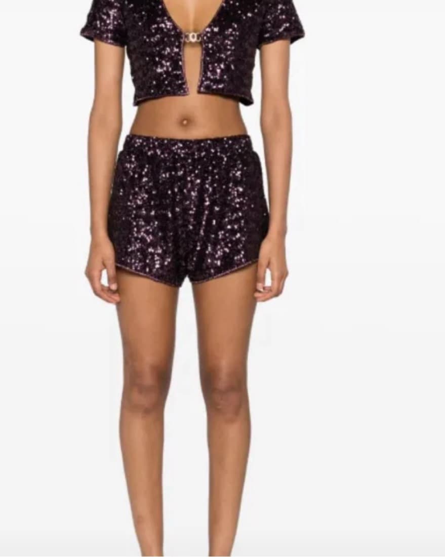 Oséree Sequin Cropped Top - Image 2