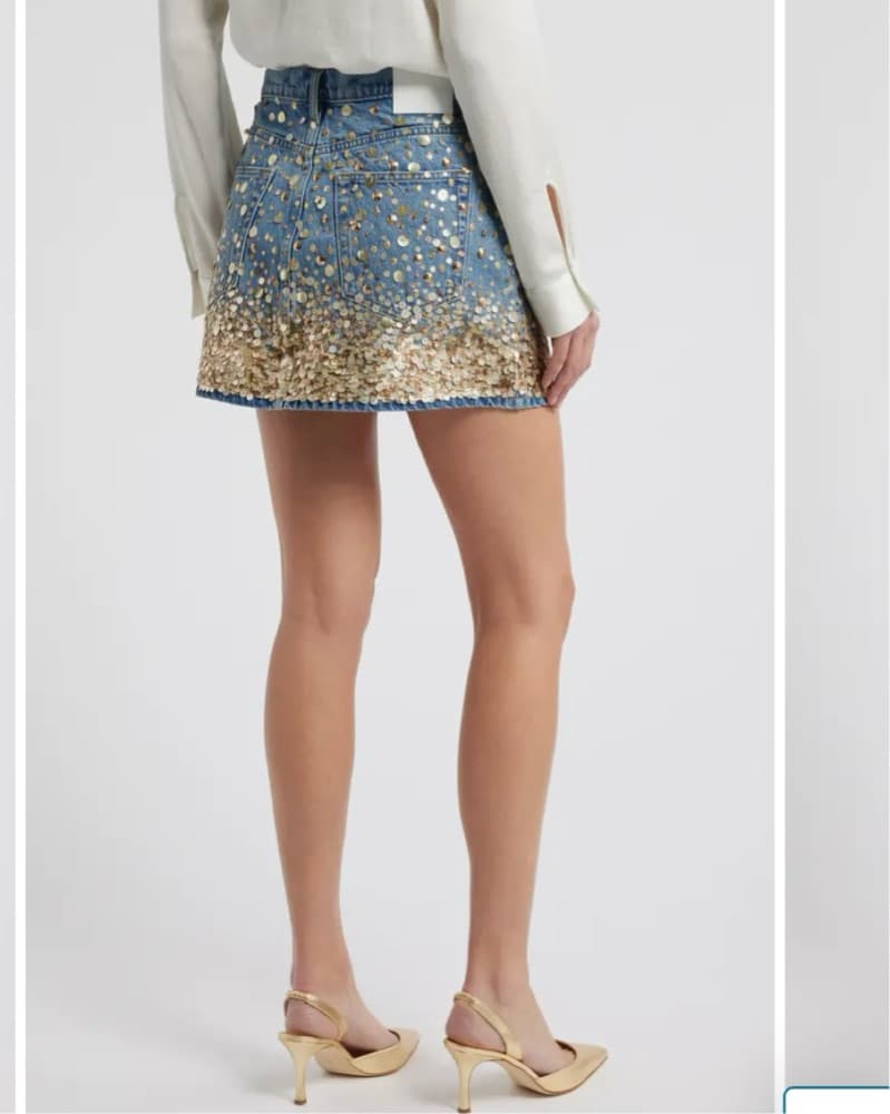 FRAME Champagne Denim Miniskirt  - Image 2