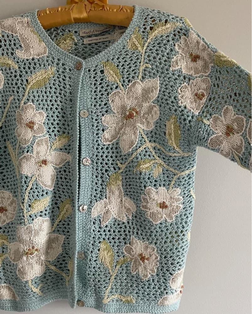 Intricate Floral Embroidered Knitted Cardigan - Image 2