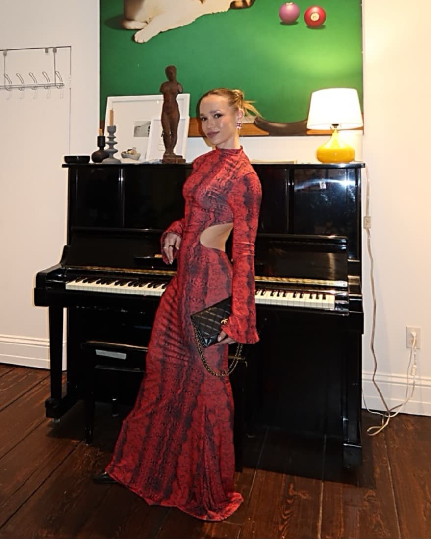 Sexy/ chic cut out snake skin maxi dress - Image 2