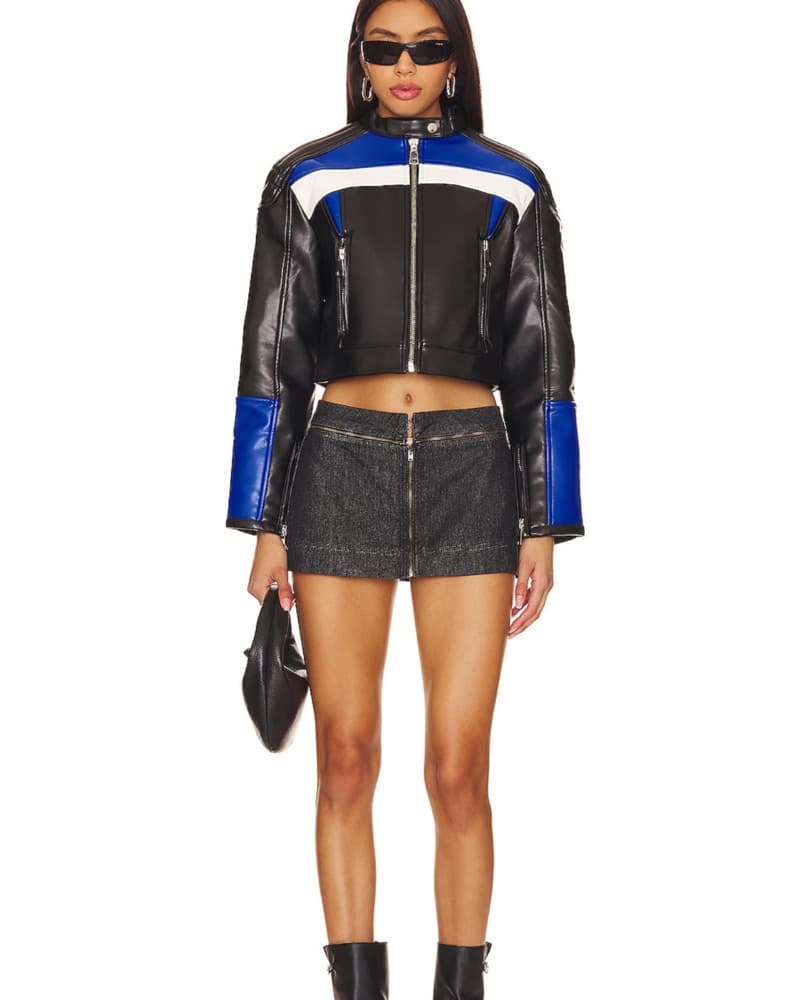 Nueve Biker Jacket In Black And Blue - Image 4