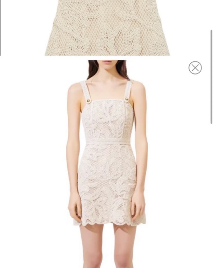MAJE 34 beige knit macrame mini dress  - Image 2
