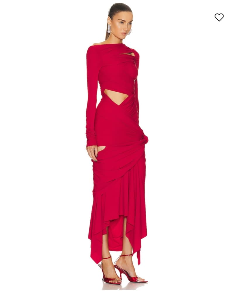 The attico Red Cutout Long-Sleeve Maxi Dress - Image 4