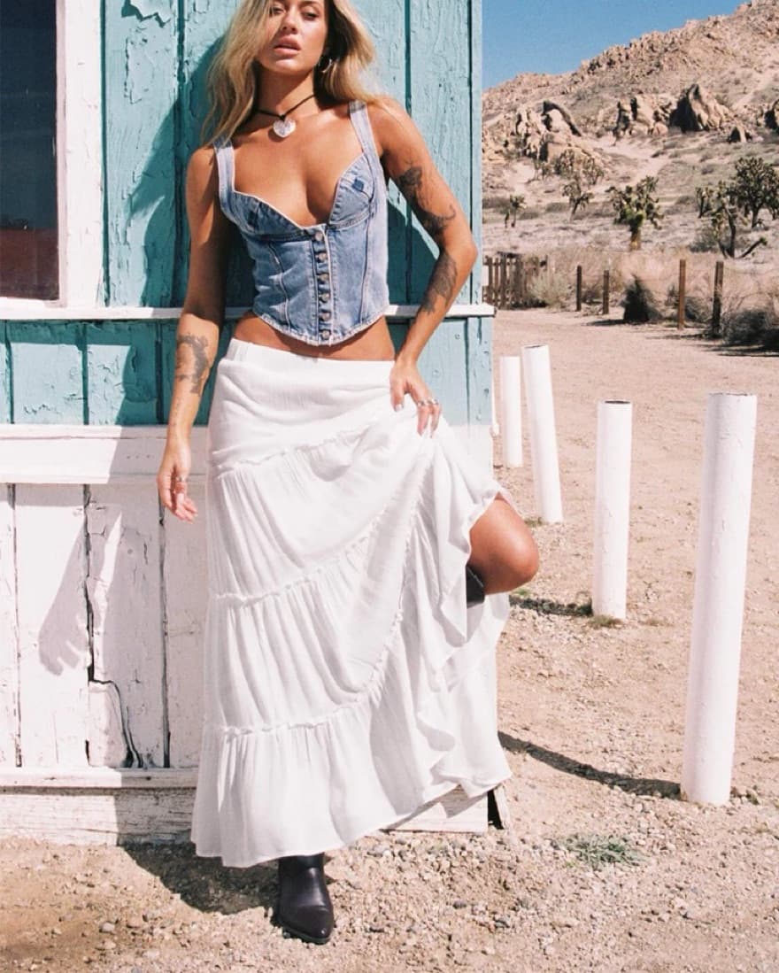 Flowy White Maxi Skirt - Image 1