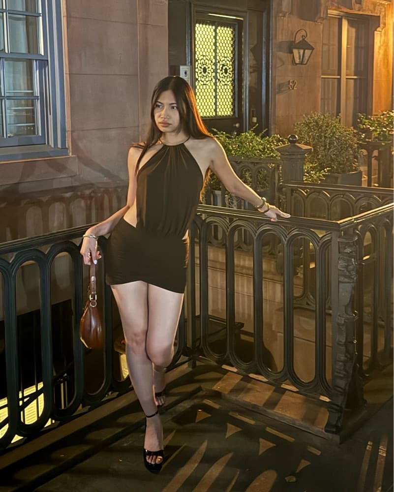 Dark Brown Backless Dress - Image 2