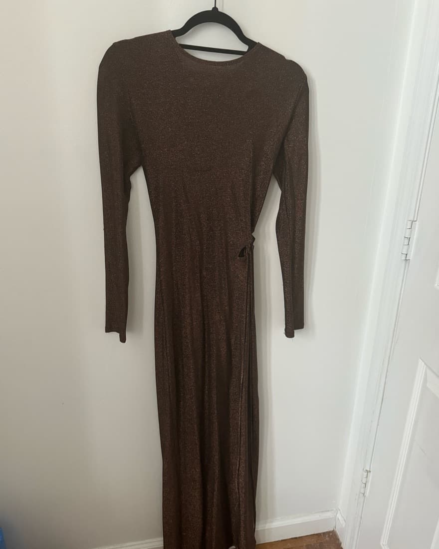 Reformation Kinsey Dress Brown Sparkle - Image 4