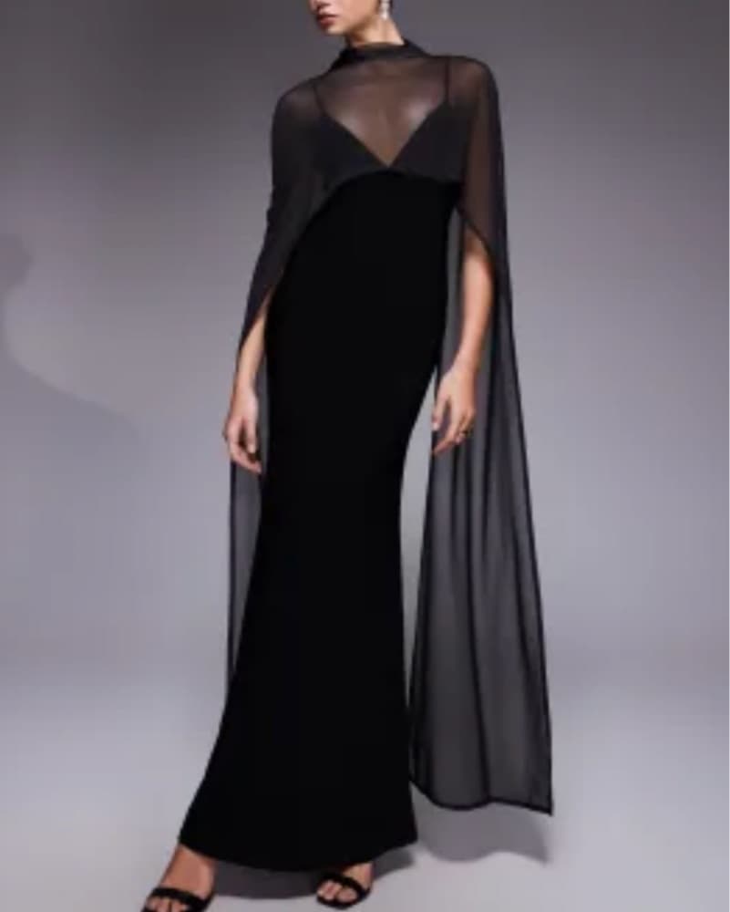 Black Gown With Cape - Image 2