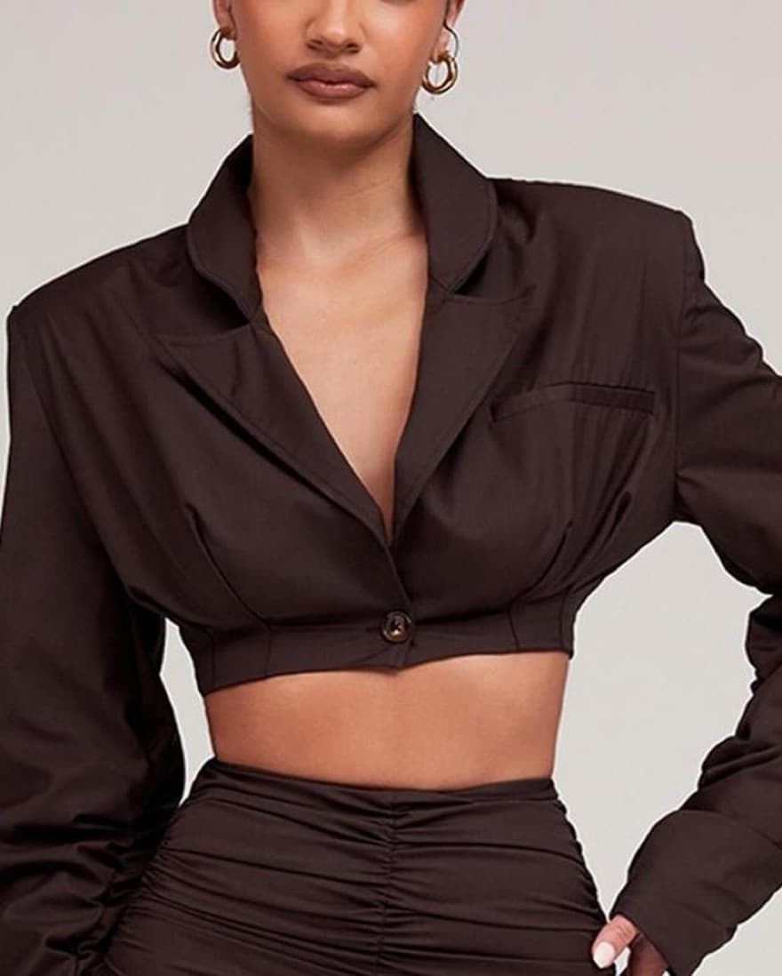 Mistress Rocks Brown Cropped Blazer  - Image 1