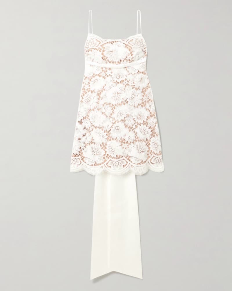 Self Portrait White Lace Bow Dress - Image 1