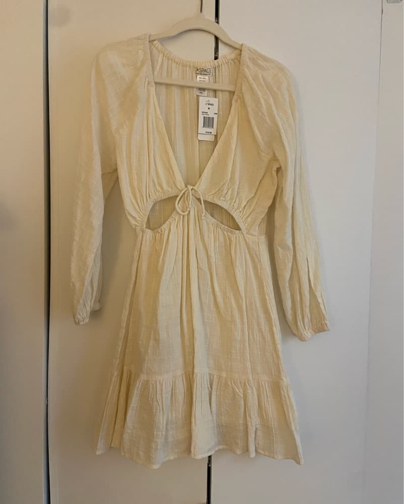 Soft Cream Ruffled Mini Dress - Image 1