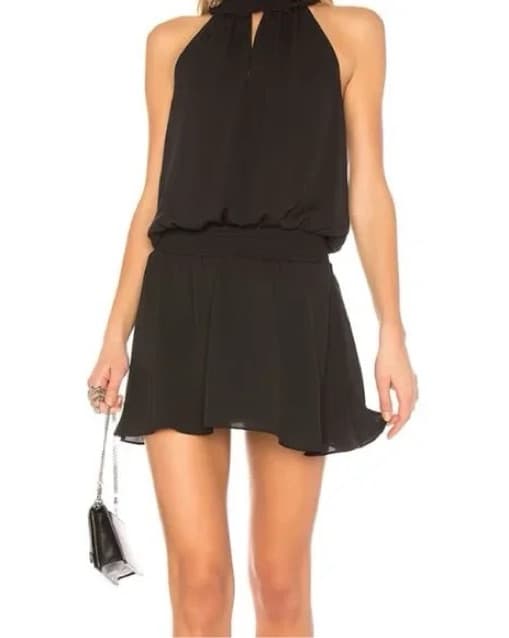 Amanda Uprichard Mini Black Halter Dress - Image 1
