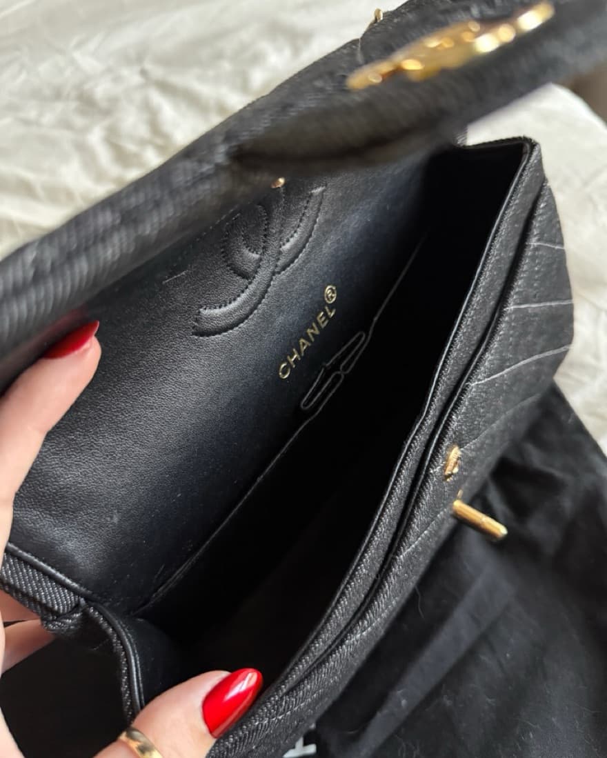 Chanel Black Denim Vintage Classic Flap - Image 3