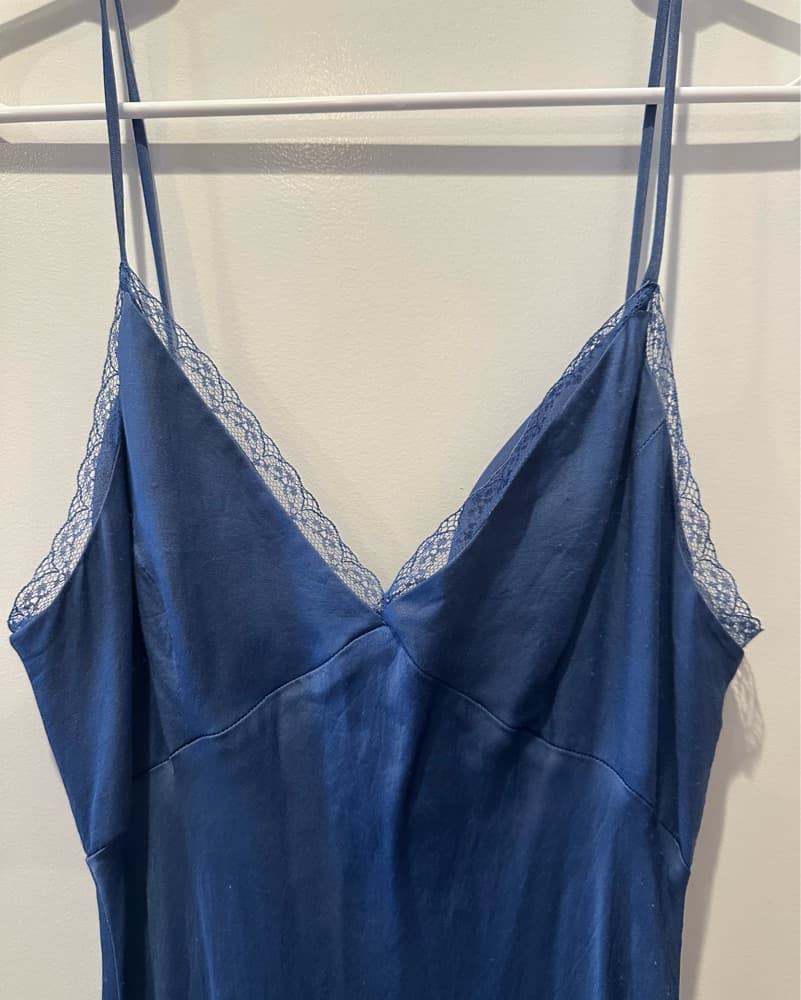 Blue Lace Trim Slip Dress - Image 2