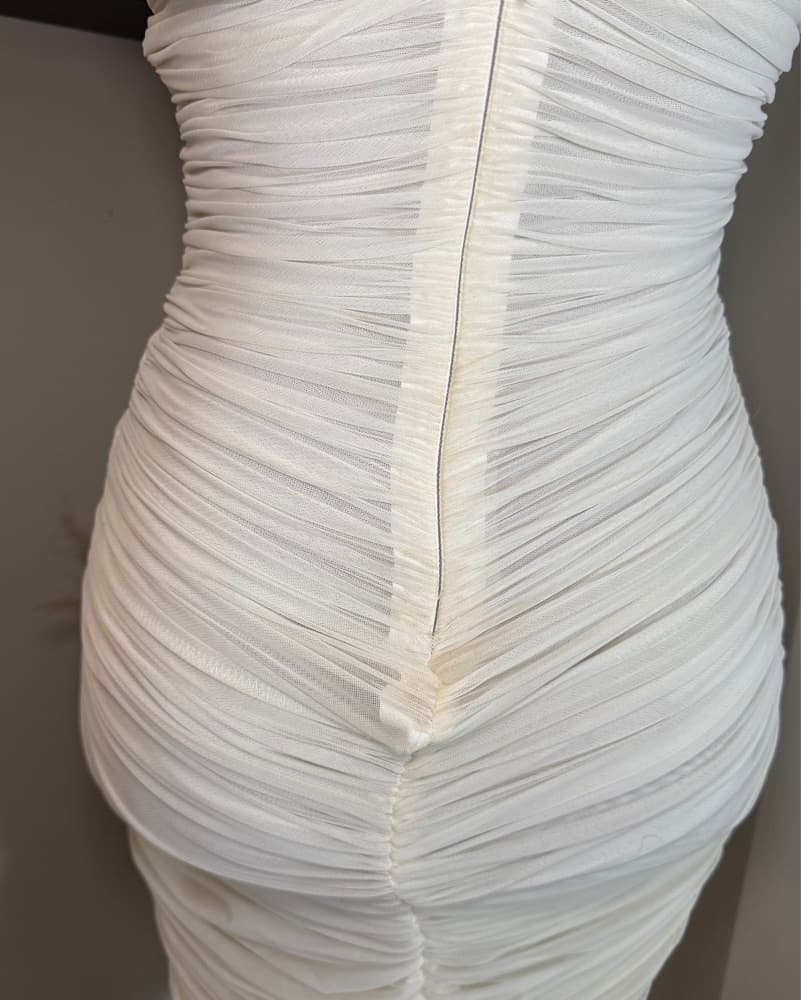 House Of CB White Ruched Midi Dress - Image 3
