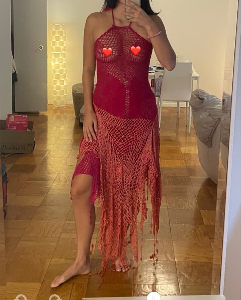 pink crochet dress - Image 2