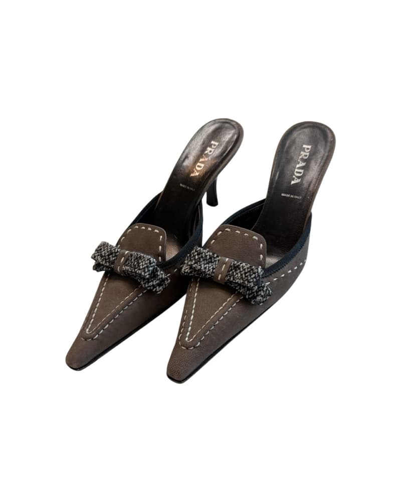 Vintage 2000s Prada Kitten Heel Mules  - Image 1