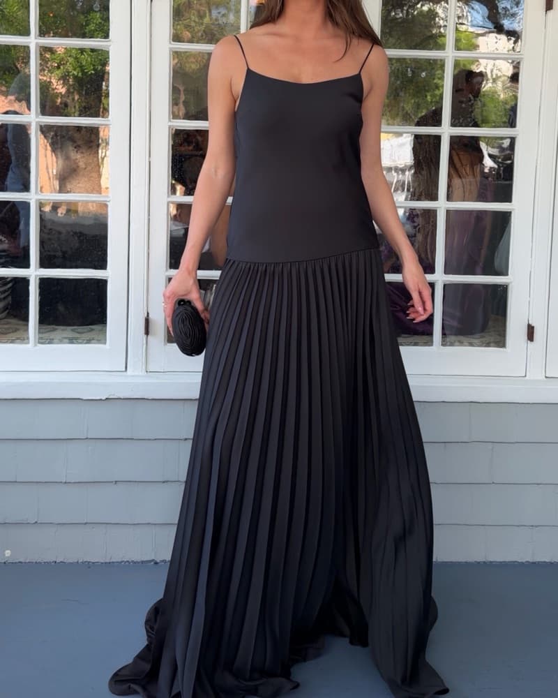 Selezza Black Pleated Gown  - Image 1