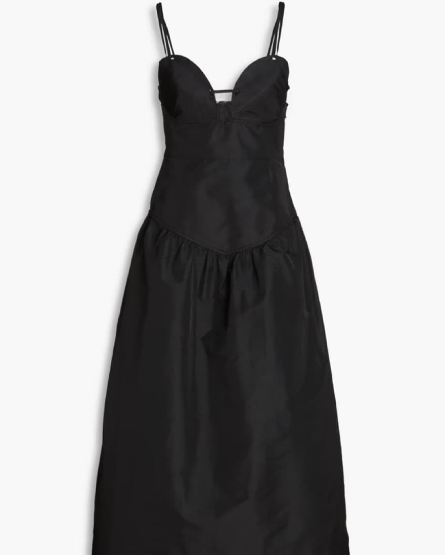Ganni Black Taffeta Midi Dress - Image 2
