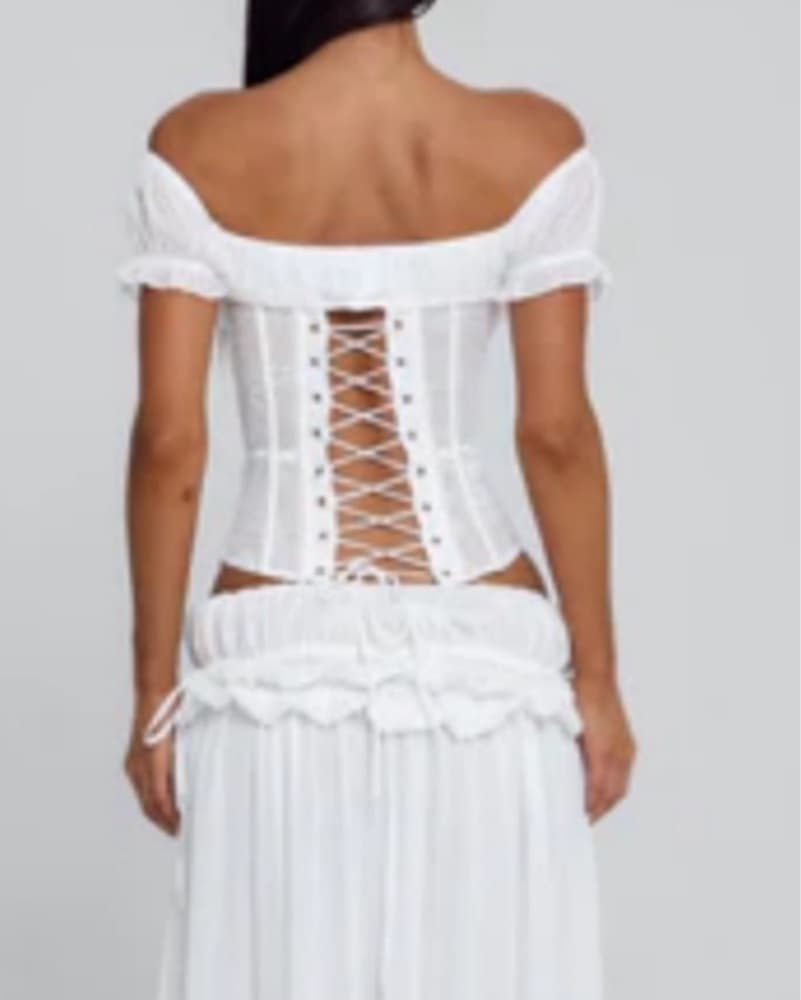 White Chiffon Corset Top - Image 2