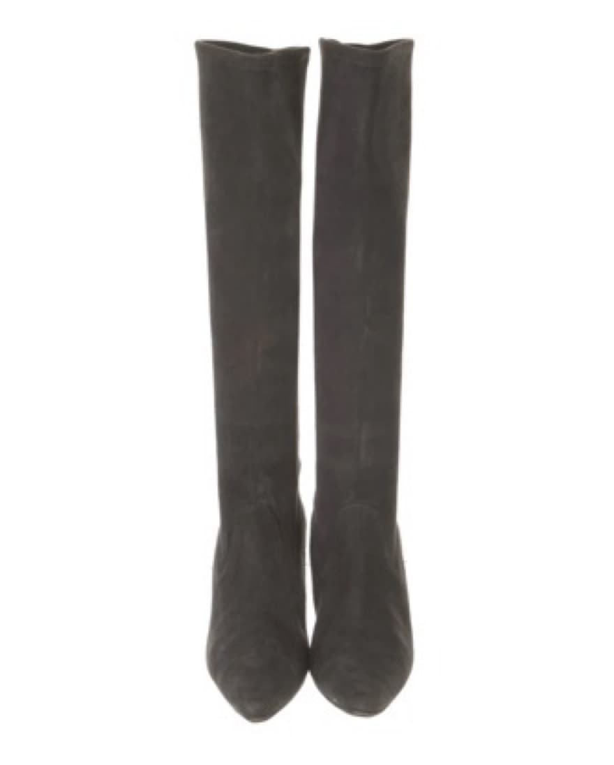 Manolo Blahnik Grey Suede Sock Boots - Image 2