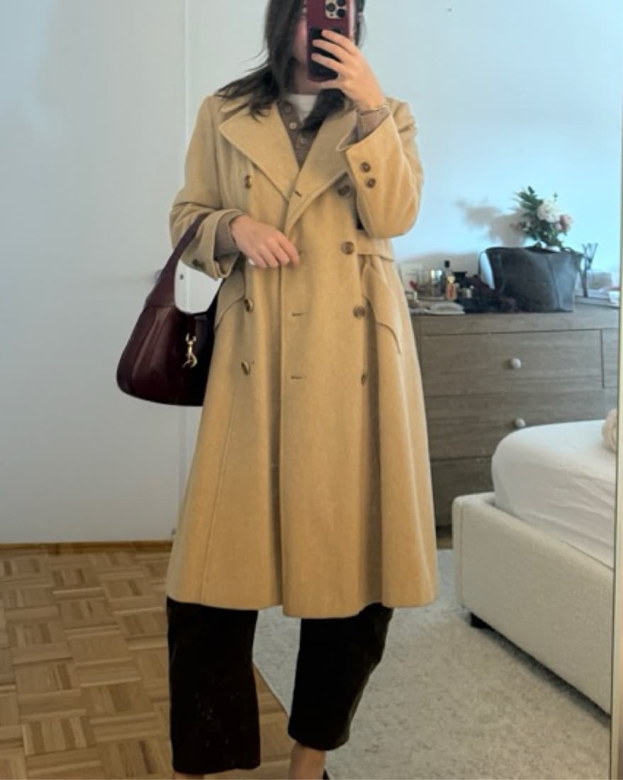 Vintage Virgin Wool Trench Peacoat - Image 1