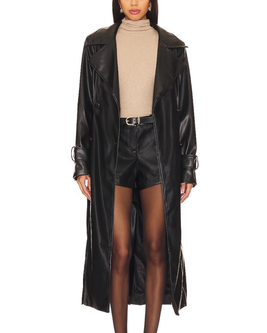 Revolve SNDYS Black Leather Hot Shorts  - Image 1