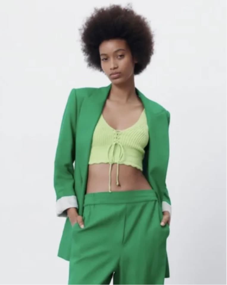 Green linen Zara blazer - Image 1