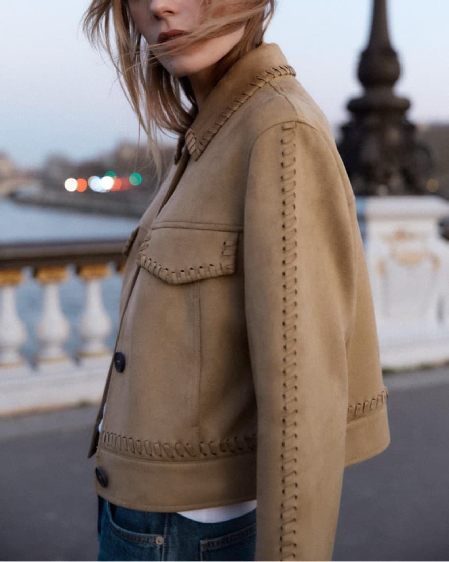 Zara Braided Faux Suede Jacket - Image 1